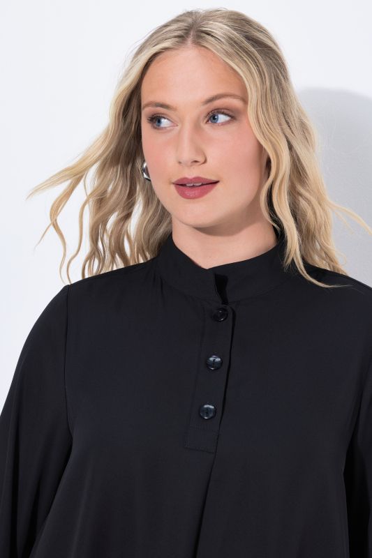 Layered Look Long Sleeve Collared Tunic Blouse