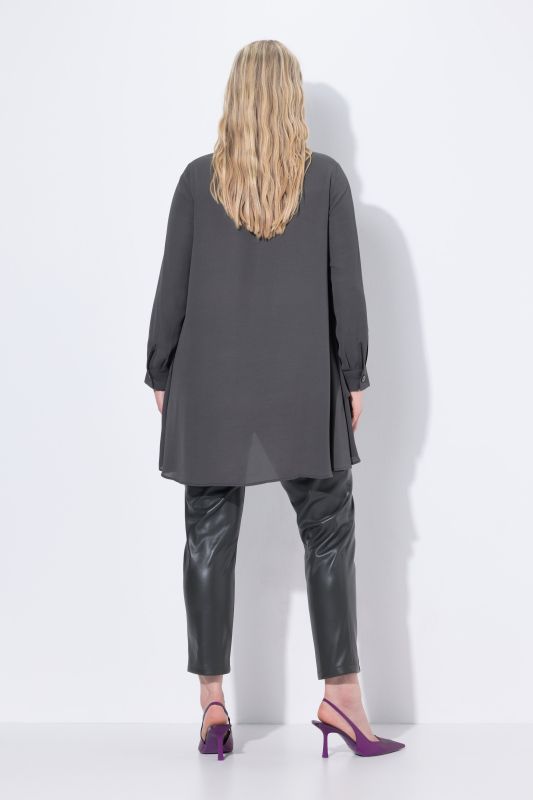 Layered Look Long Sleeve Collared Tunic Blouse