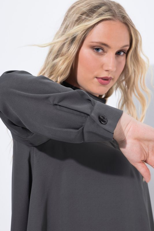 Layered Look Long Sleeve Collared Tunic Blouse