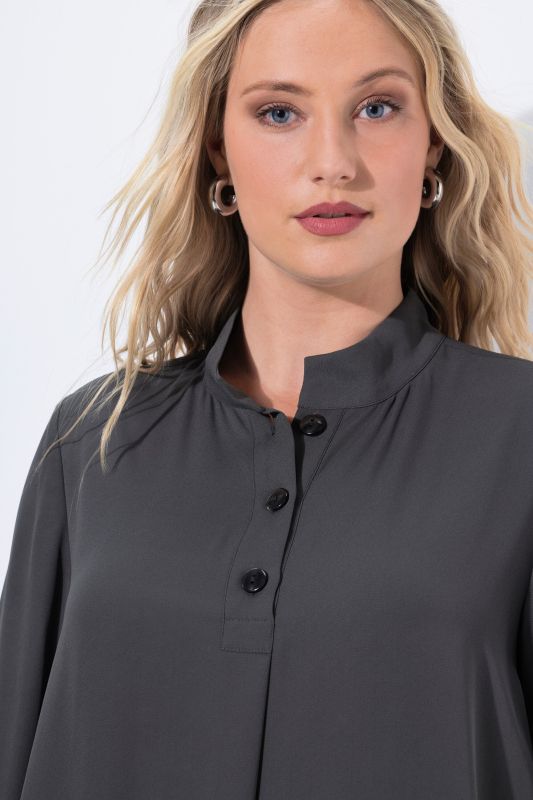 Layered Look Long Sleeve Collared Tunic Blouse