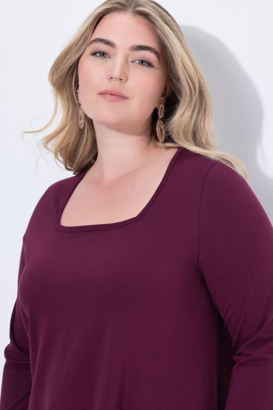 Square Neckline Knit Swing A-line Pocket Tunic