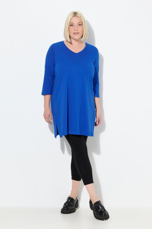 V-Neck Swing A-line Hem Cotton Knit Tunic