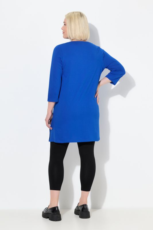 V-Neck Swing A-line Hem Cotton Knit Tunic