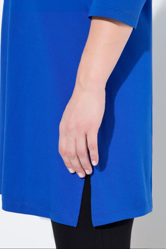 V-Neck Swing A-line Hem Cotton Knit Tunic