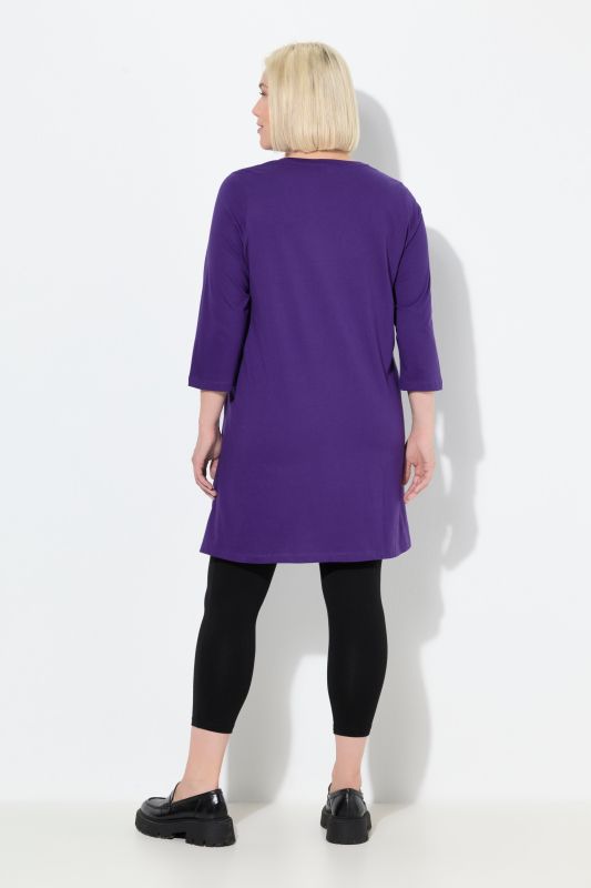 V-Neck Swing A-line Hem Cotton Knit Tunic