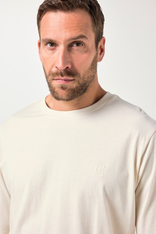 Long-sleeved top, basic, round neck, stomach fit, up to 8 XL