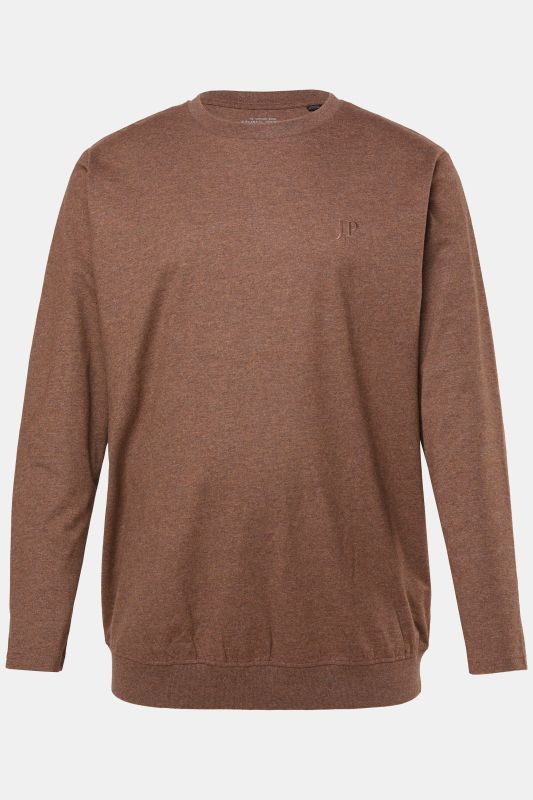 Long-sleeved top, basic, round neck, stomach fit, up to 8 XL