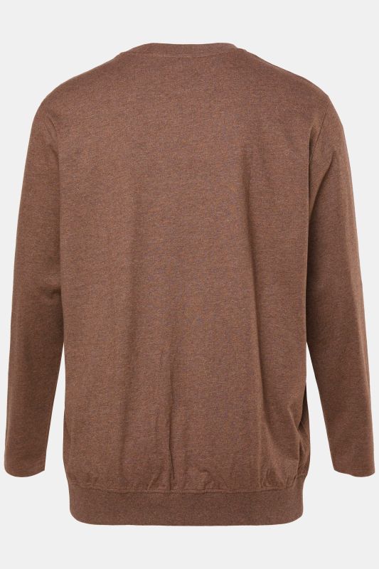 Long-sleeved top, basic, round neck, stomach fit, up to 8 XL