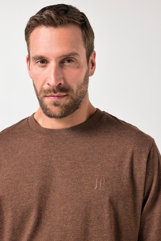 Long-sleeved top, basic, round neck, stomach fit, up to 8 XL