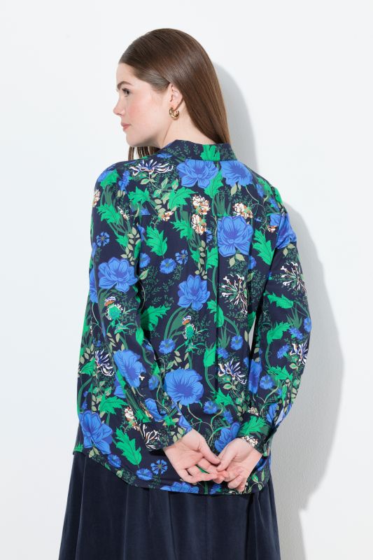 Country Floral Print Long Sleeve Button Down Blouse