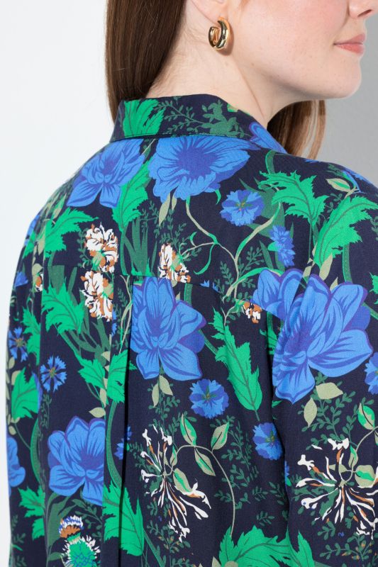 Country Floral Print Long Sleeve Button Down Blouse