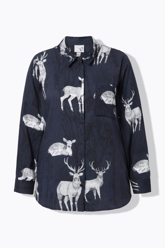 Country Floral Print Long Sleeve Button Down Blouse