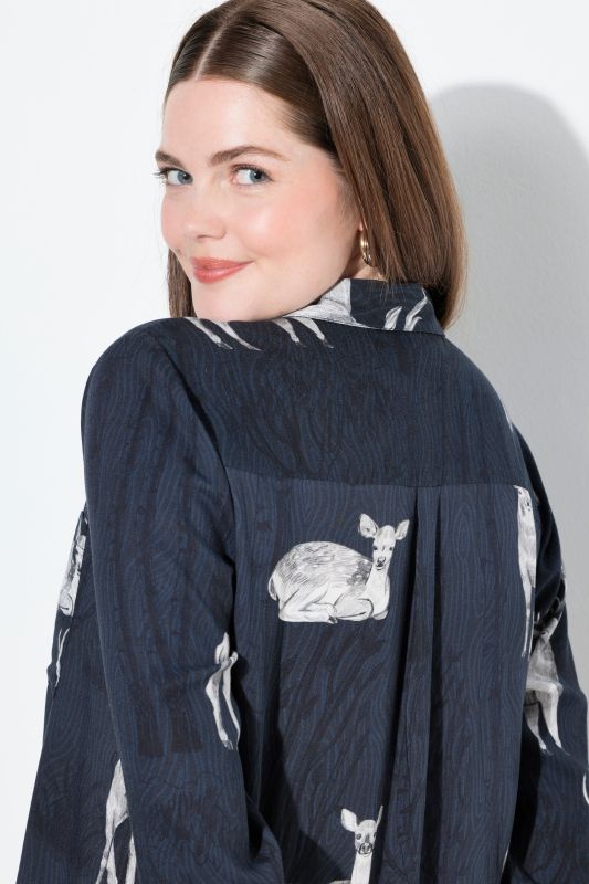 Country Floral Print Long Sleeve Button Down Blouse