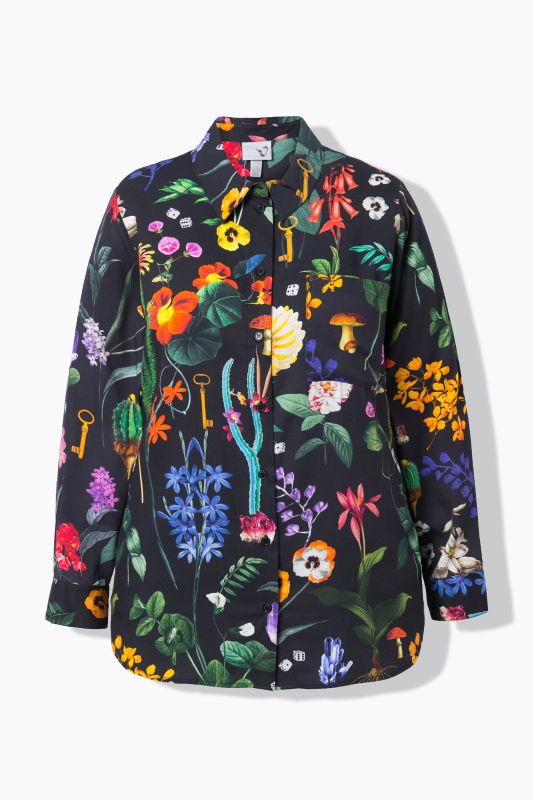 Country Floral Print Long Sleeve Button Down Blouse