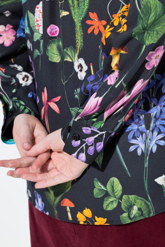 Country Floral Print Long Sleeve Button Down Blouse