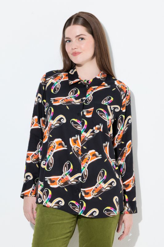 Country Floral Print Long Sleeve Button Down Blouse