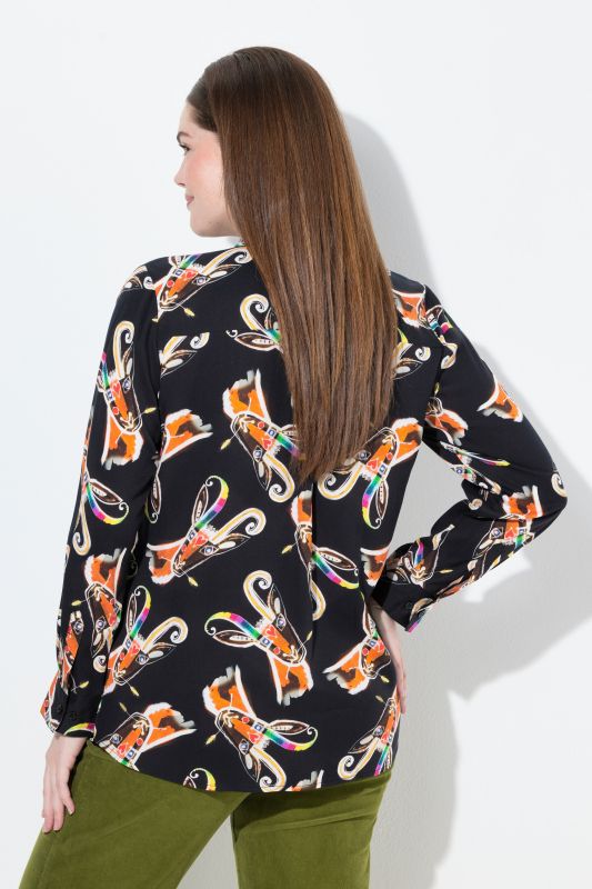 Country Floral Print Long Sleeve Button Down Blouse