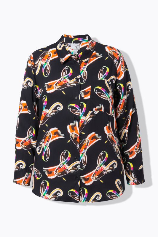 Country Floral Print Long Sleeve Button Down Blouse