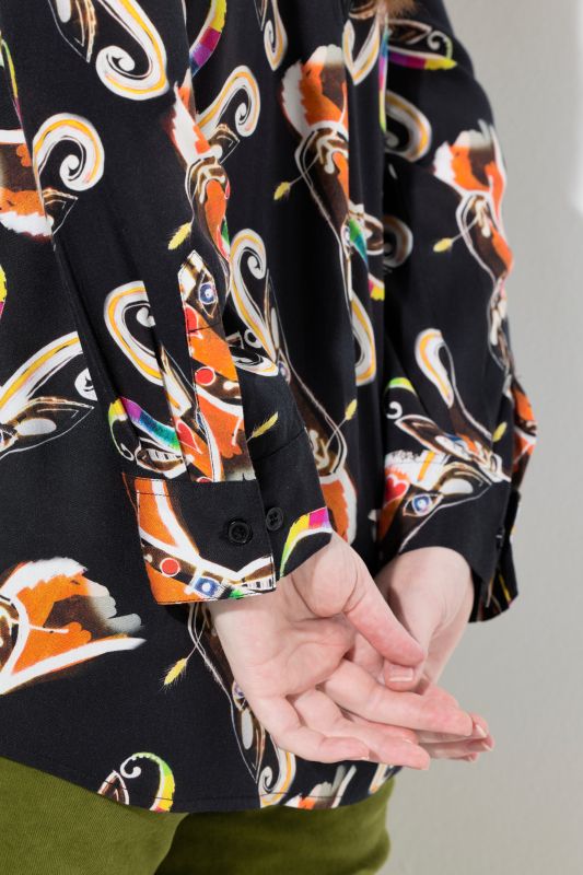 Country Floral Print Long Sleeve Button Down Blouse