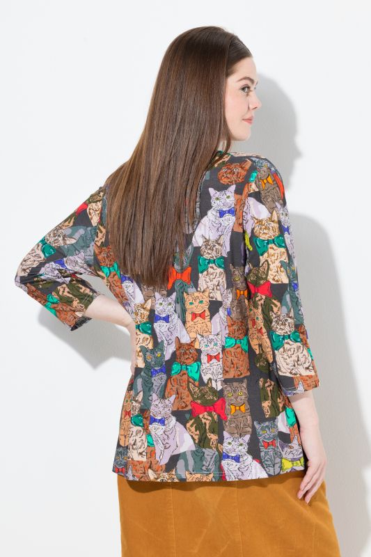 Dog Print Waterfall Collar Tee