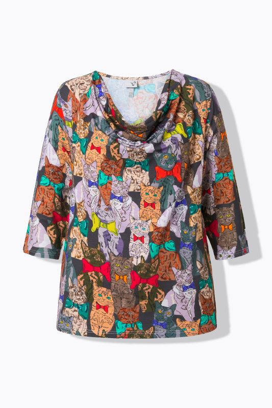 Dog Print Waterfall Collar Tee