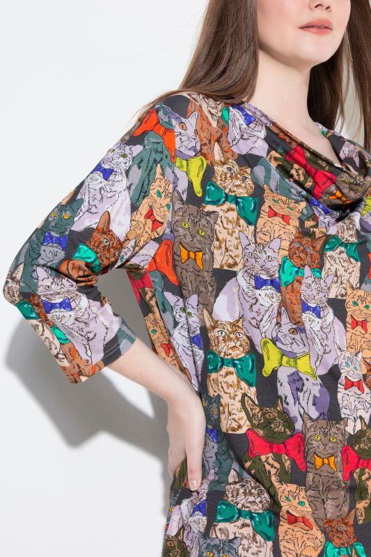 Dog Print Waterfall Collar Tee