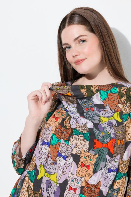 Dog Print Waterfall Collar Tee