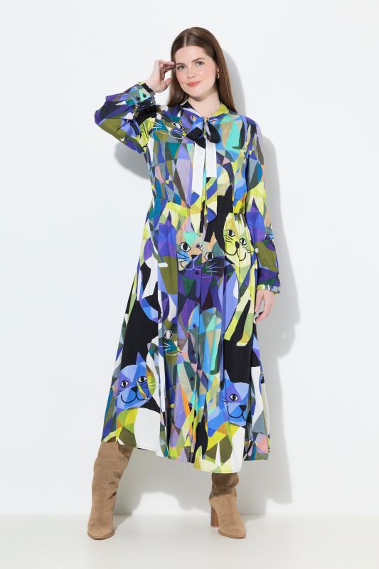 Floral Bow Tie Long Sleeve Maxi Dress