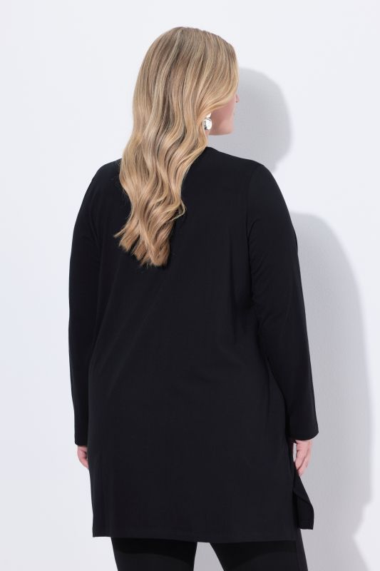 Notch Neckline Long Sleeve Knit Tunic