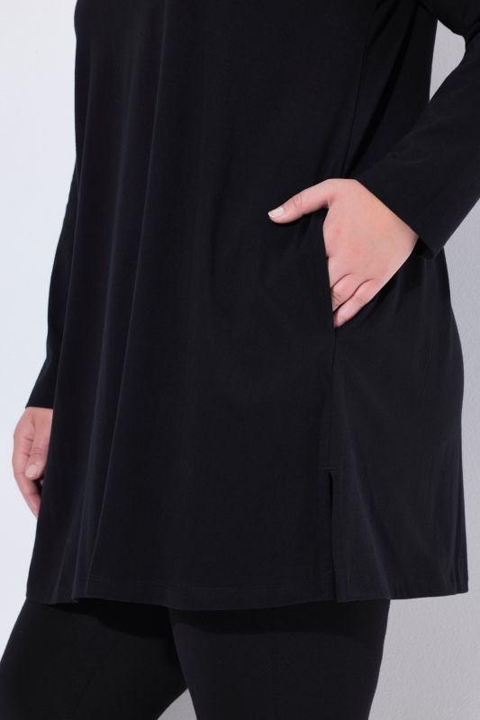 Notch Neckline Long Sleeve Knit Tunic