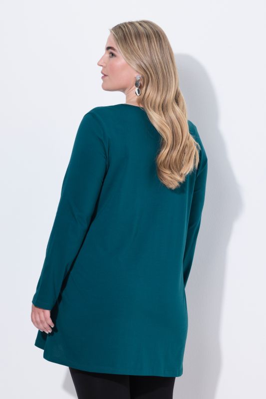 Notch Neckline Long Sleeve Knit Tunic
