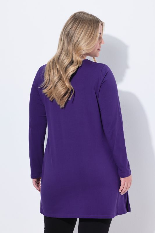 Notch Neckline Long Sleeve Knit Tunic