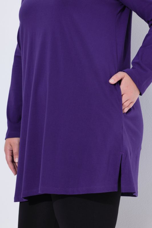 Notch Neckline Long Sleeve Knit Tunic