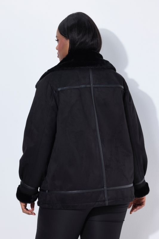 Faux Lambskin Aviator Jacket