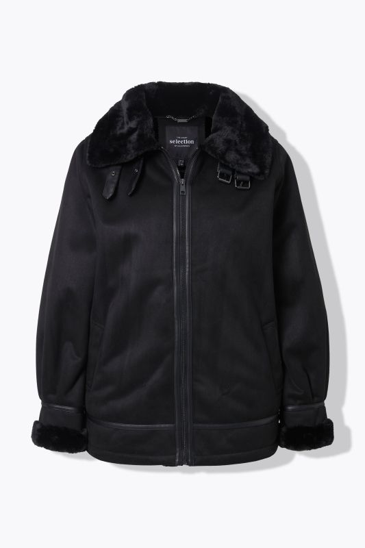 Faux Lambskin Aviator Jacket