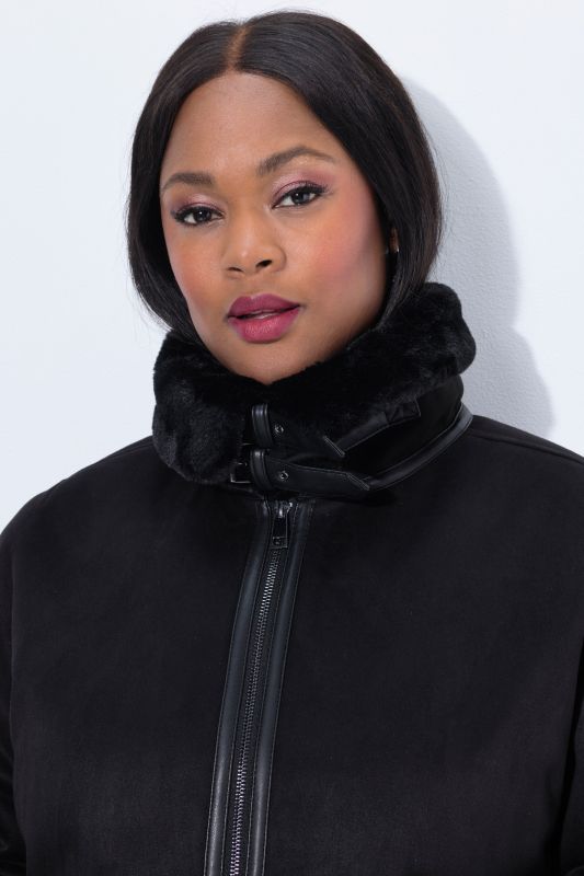 Faux Lambskin Aviator Jacket