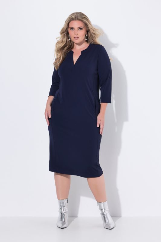 Split Neck 3/4 Sleeve Dress