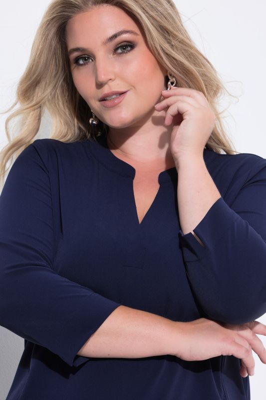 Split Neck 3/4 Sleeve Dress