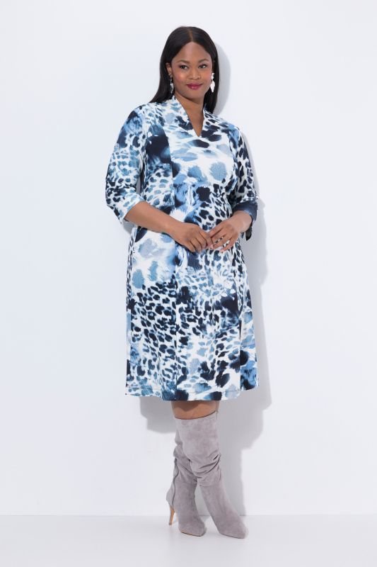 Leopard Print Punto di Roma 3/4 Sleeve Dress