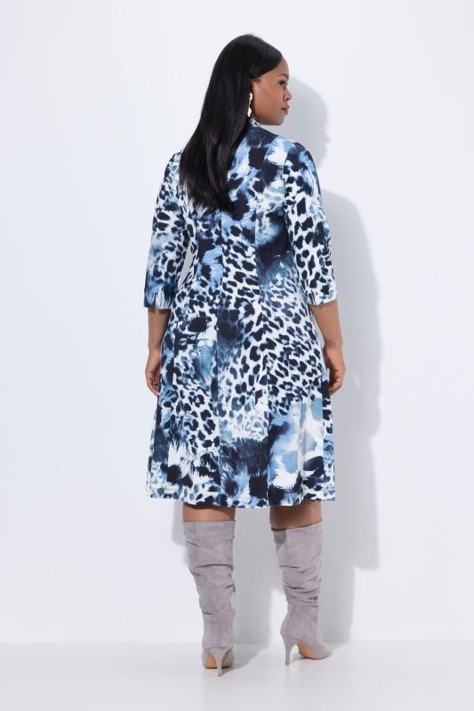 Leopard Print Punto di Roma 3/4 Sleeve Dress