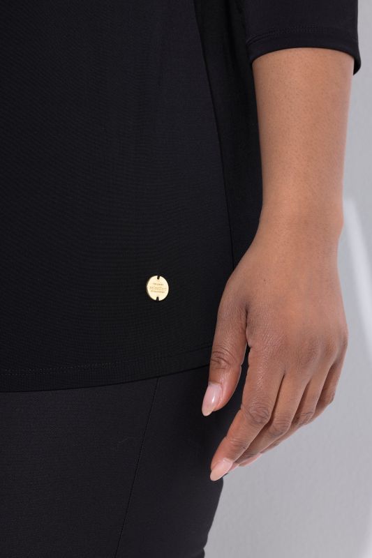 Waterfall Neckline 3/4 Sleeve Slinky Top