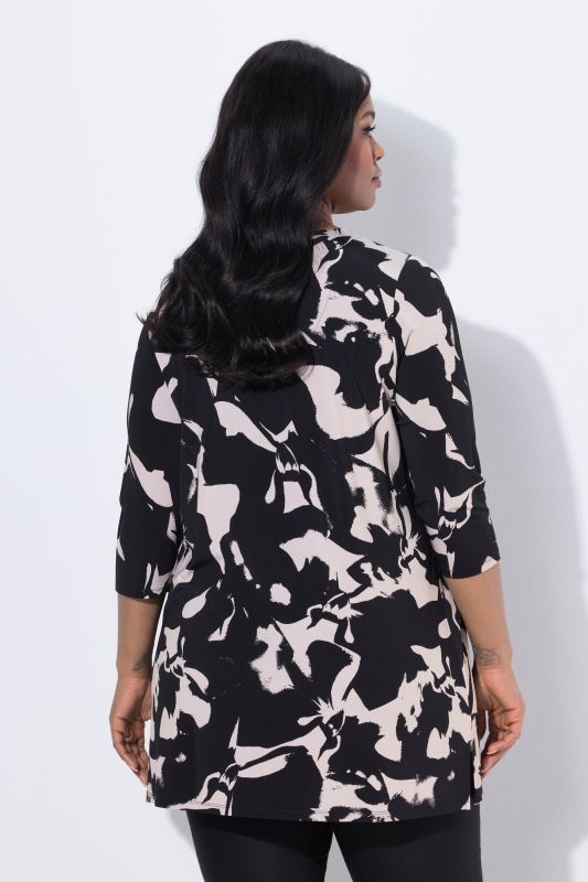 Marble Print 3/4 Sleeve Slinky Top