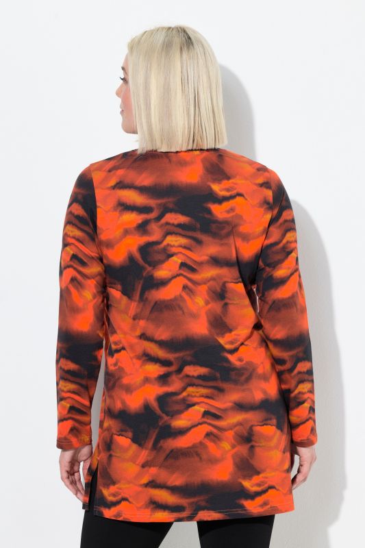 Wave Print Empire A-Line Knit Tunic