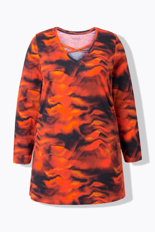 Wave Print Empire A-Line Knit Tunic