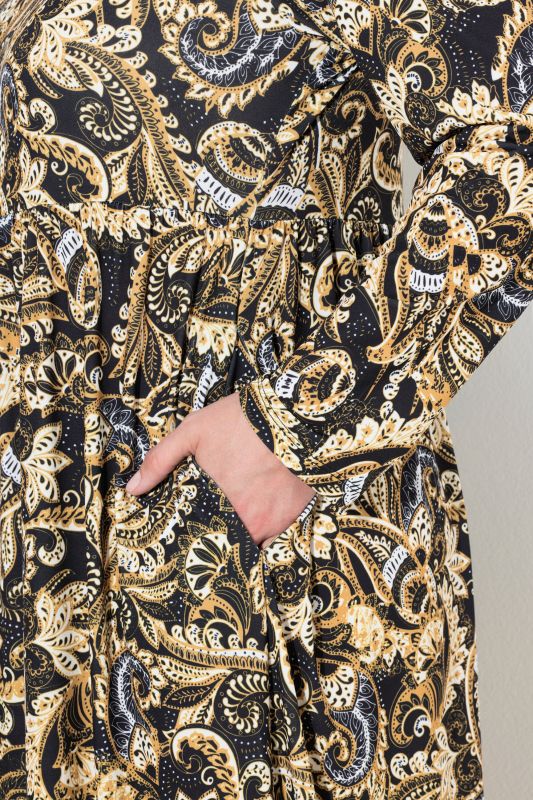 Рокля с пейзли принт и джобове