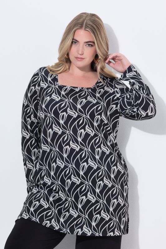 Туника с принт на листа