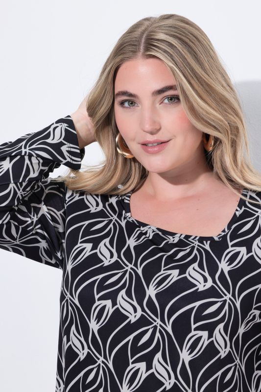 Туника с принт на листа