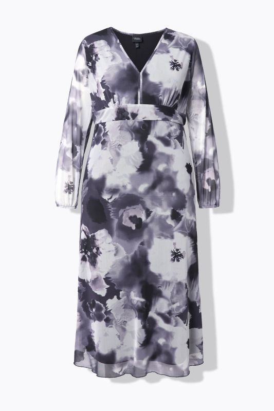 Рокля с мрежа и флорален принт