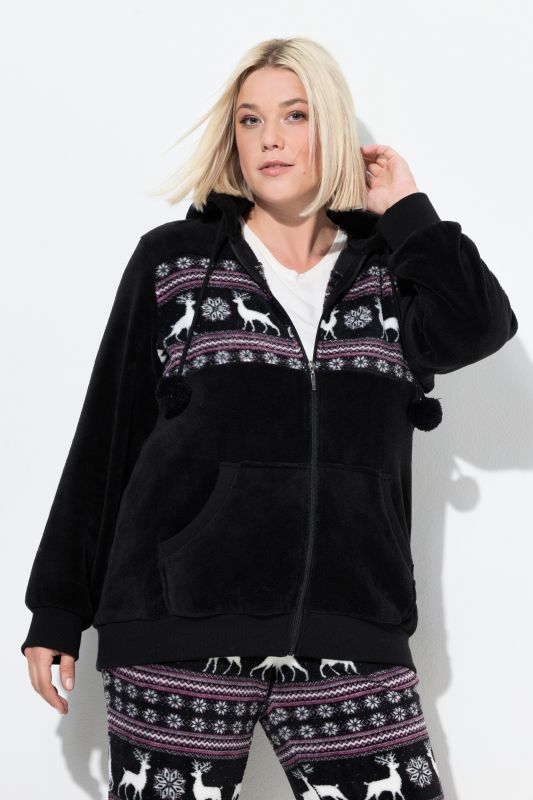 Суитчър плюшен с цип и норвежки принт