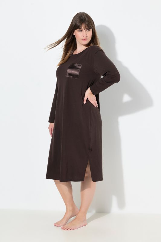 Satin Pocket Long Sleeve Nightgown